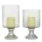 Set of 2 Clear Glass Vintage Hurricane Lamp, 10", 12"